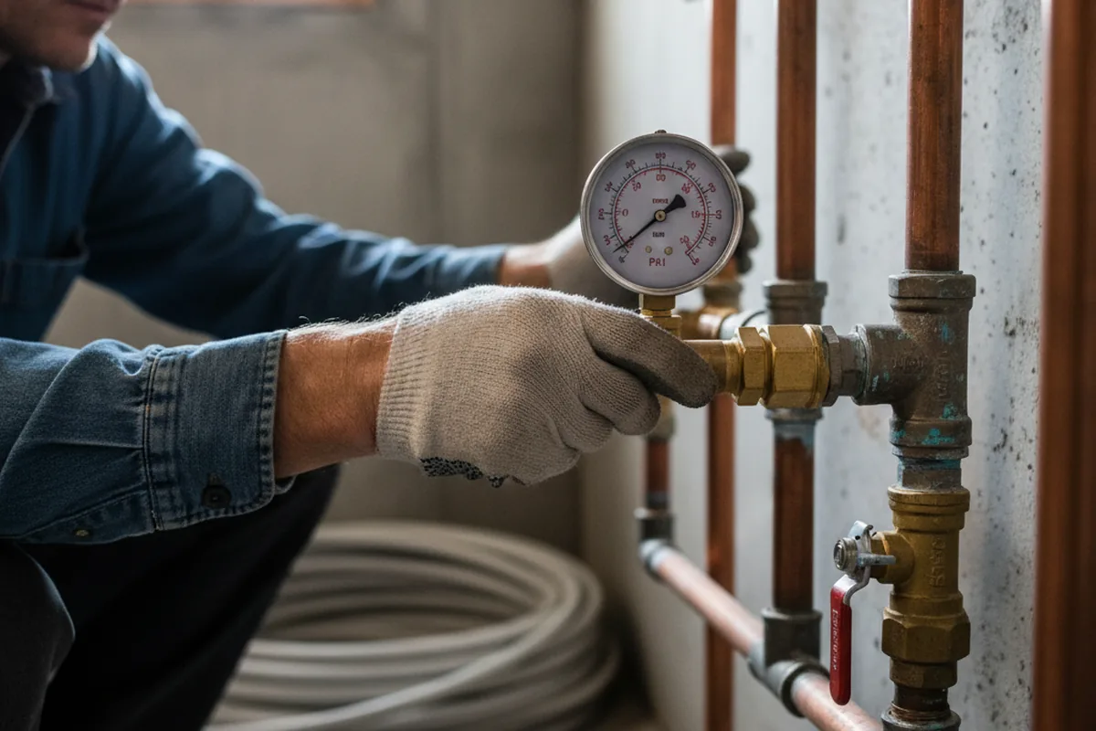 Pressure testing a repaired line during Water Line Repair in Canon City